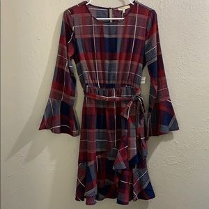 Red and blue plaid dress